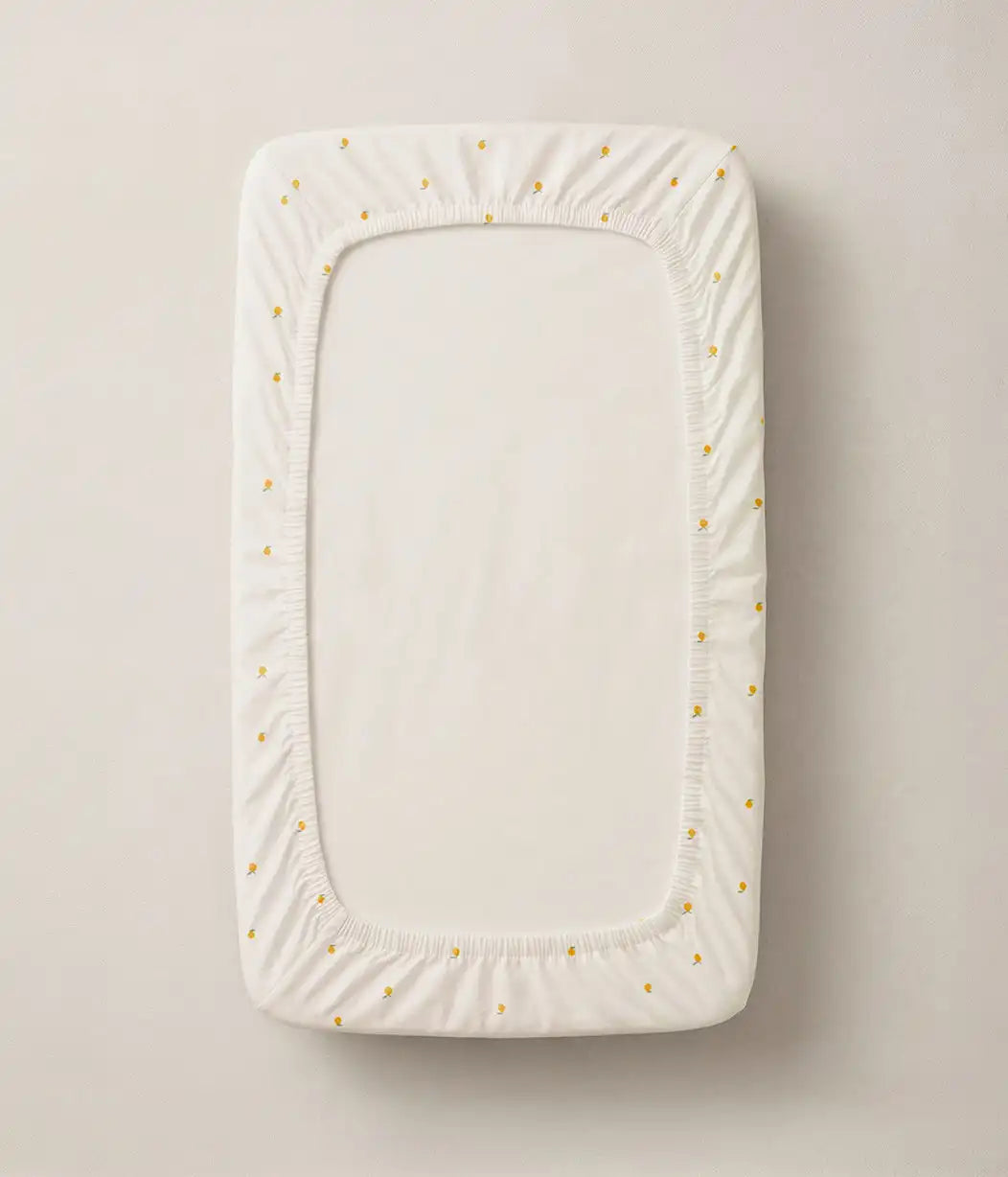 HushDry™ 2-in-1 Waterproof Fitted Bedside Crib Sheet Viscose from Bamboo Cream Lemons