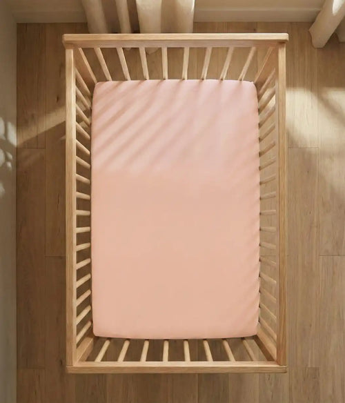 HushDry™ 2-in-1 Waterproof Fitted Crib Sheet Viscose from Bamboo Blush