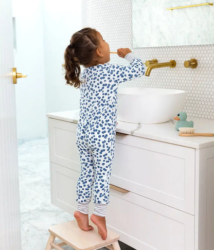 Footless Romper Cotton Denim Blueberries