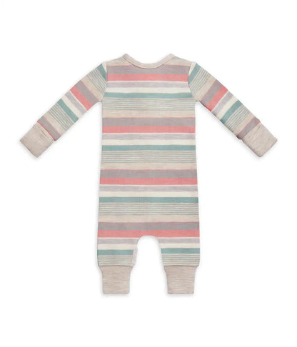 Footless Romper Merino Wool Olive Stripe