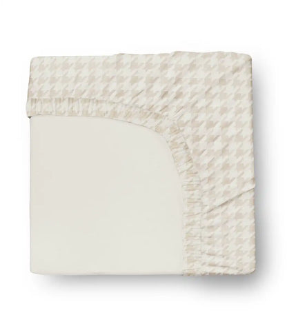 HushDry™ 2-in-1 Waterproof Fitted Bedside Crib Sheet Viscose from Bamboo Tan Houndstooth