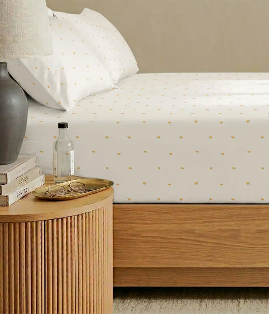 HushDry™ 2-in-1 Waterproof Fitted King Sheet Viscose from Bamboo Cream Lemons