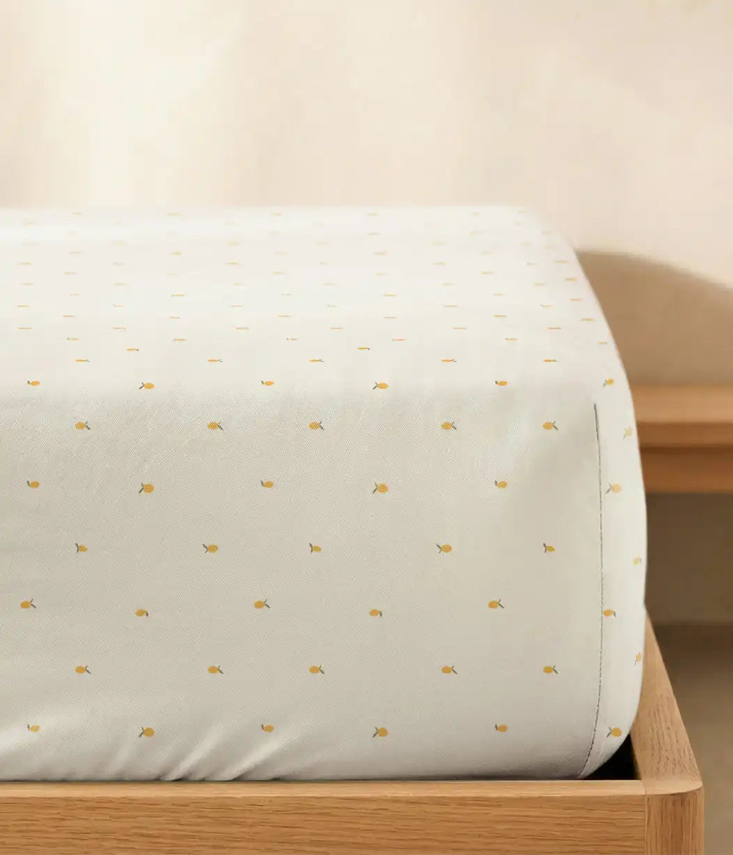 HushDry™ 2-in-1 Waterproof Fitted King Sheet Viscose from Bamboo Cream Lemons