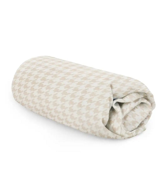 HushDry™ 2-in-1 Waterproof Fitted Bedside Crib Sheet Viscose from Bamboo Tan Houndstooth