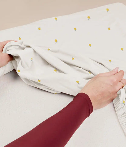 HushDry™ 2-in-1 Waterproof Fitted Bedside Crib Sheet Viscose from Bamboo Cream Lemons