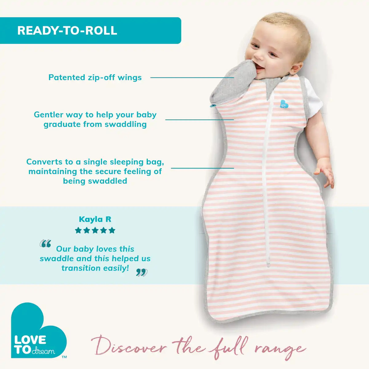 Swaddle Up™ 2-in-1 Transition Bag 1.0 TOG Cotton Gray