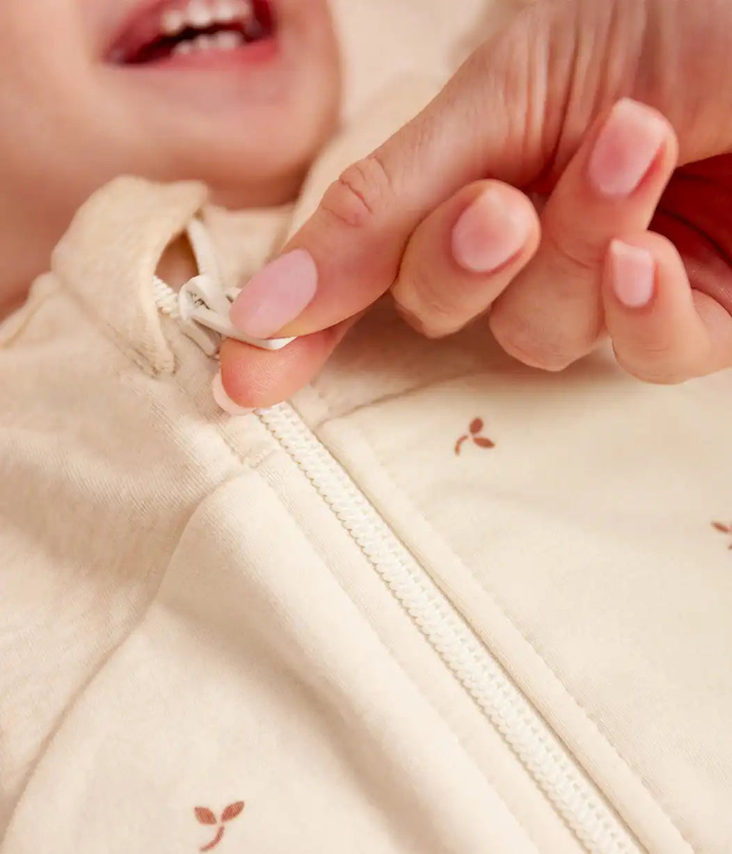 Sleep Suit Long Sleeve 1.5 TOG Cotton Oatmeal Twigs