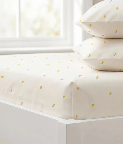 HushDry™ 2-in-1 Waterproof Fitted Full Sheet Viscose from Bamboo Cream Lemons
