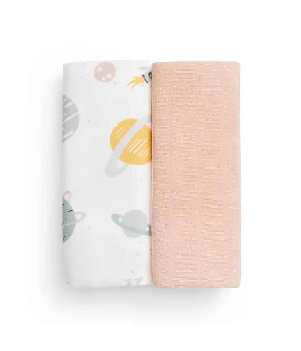 Burp Cloth 2 Pack Muslin Blush Rocket
