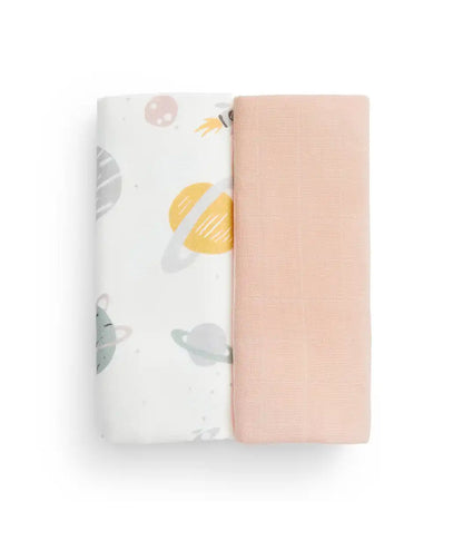 Burp Cloth 2 Pack Muslin Blush Rocket