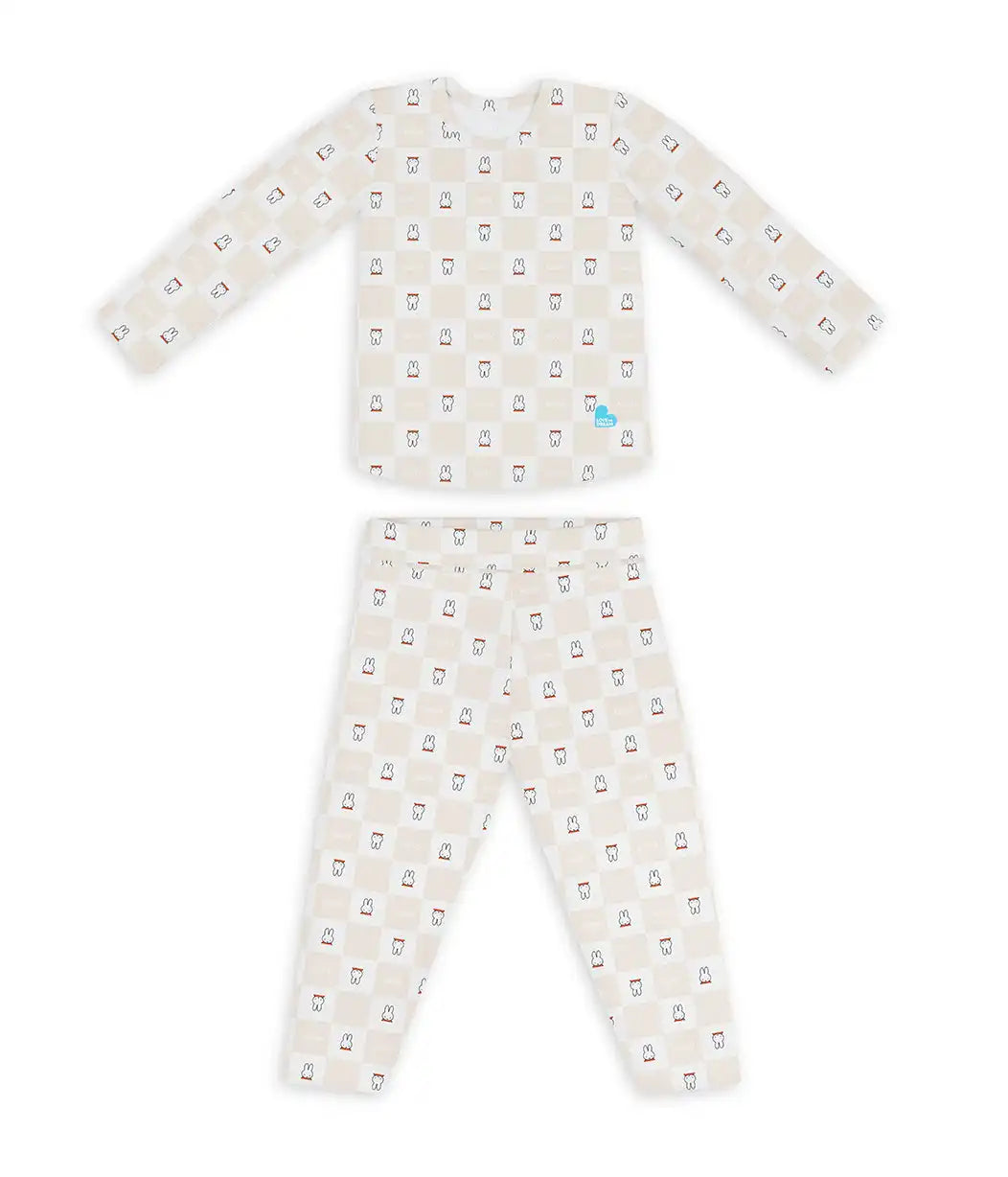 Kids Pajama Set Long Sleeve Snug Fit Viscose from Bamboo Birch Miffy Checker