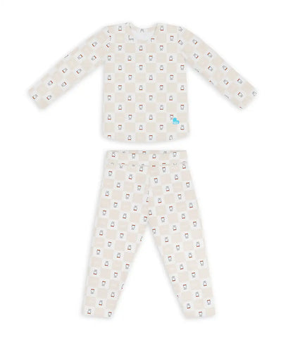 Kids Pajama Set Long Sleeve Snug Fit Viscose from Bamboo Birch Miffy Checker