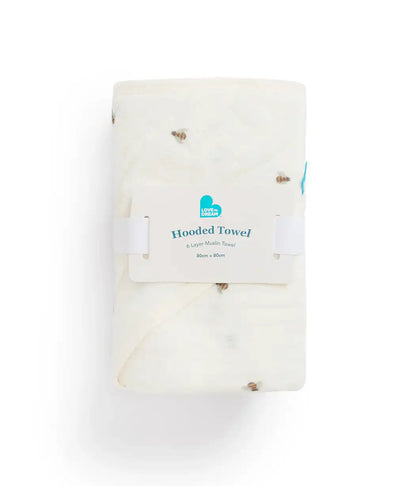 Baby Bath Bundle | Hooded Towel, Wash Cloth | Sage Bees | Cream Bees