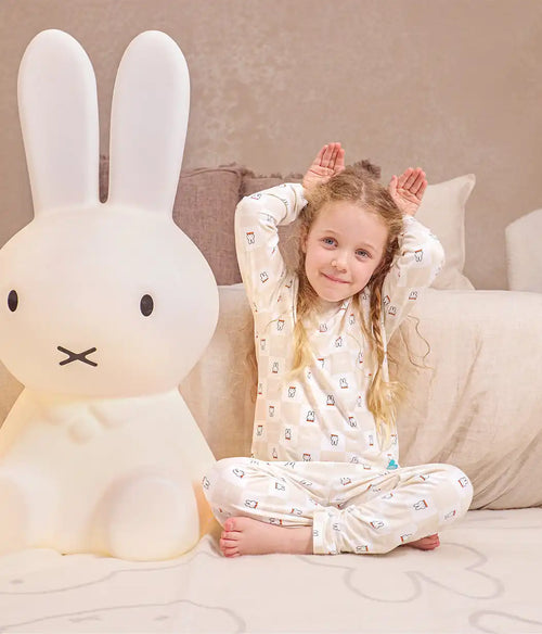 Kids Pajama Set Long Sleeve Snug Fit Viscose from Bamboo Birch Miffy Checker