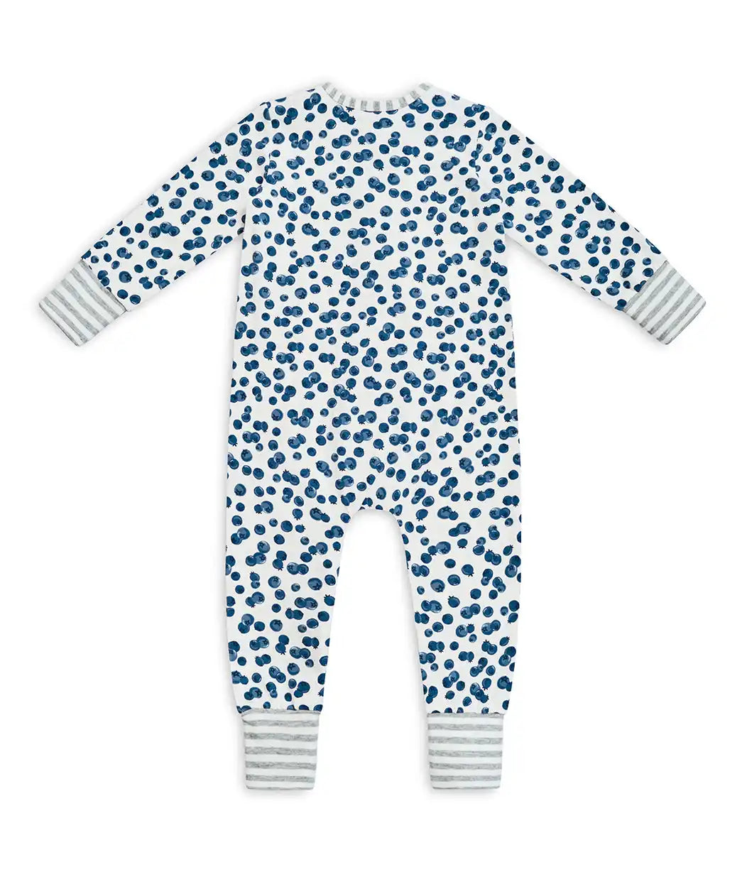 Footless Romper Cotton Denim Blueberries