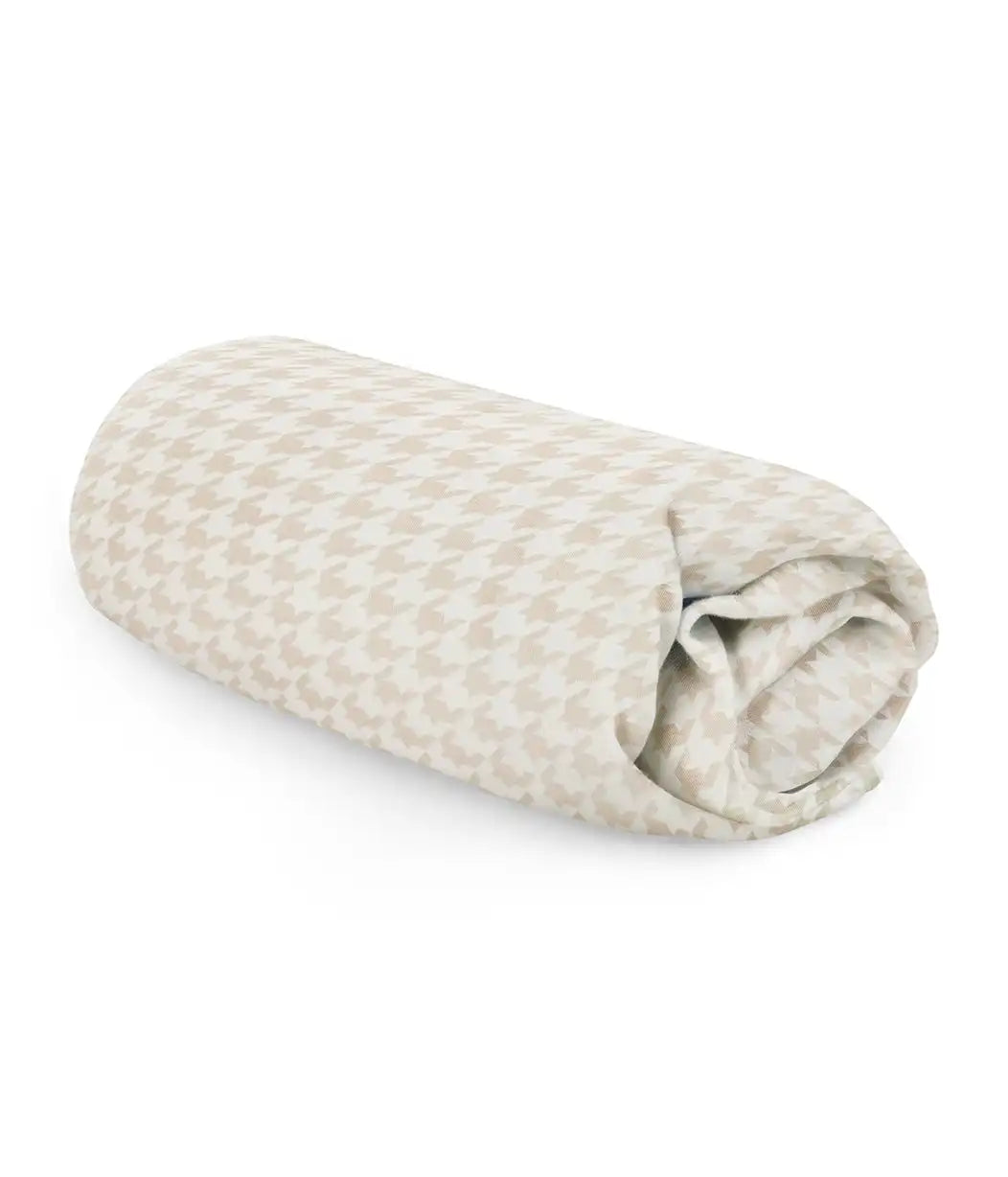 HushDry™ 2-in-1 Waterproof Fitted Crib Sheet Viscose from Bamboo Tan Houndstooth