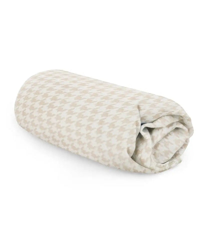 HushDry™ 2-in-1 Waterproof Fitted Crib Sheet Viscose from Bamboo Tan Houndstooth