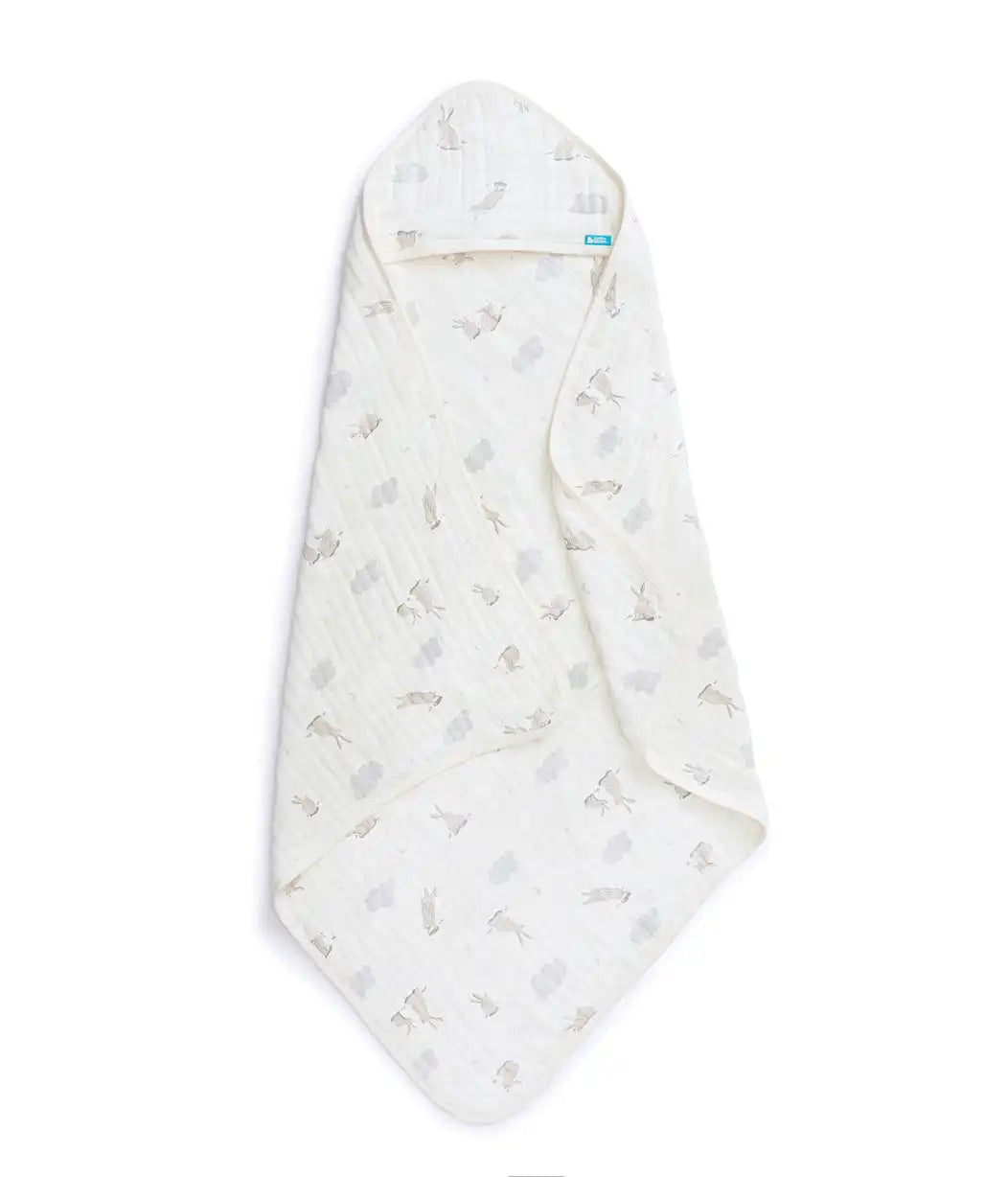 Hooded Towel Muslin White Cloud Bunnies