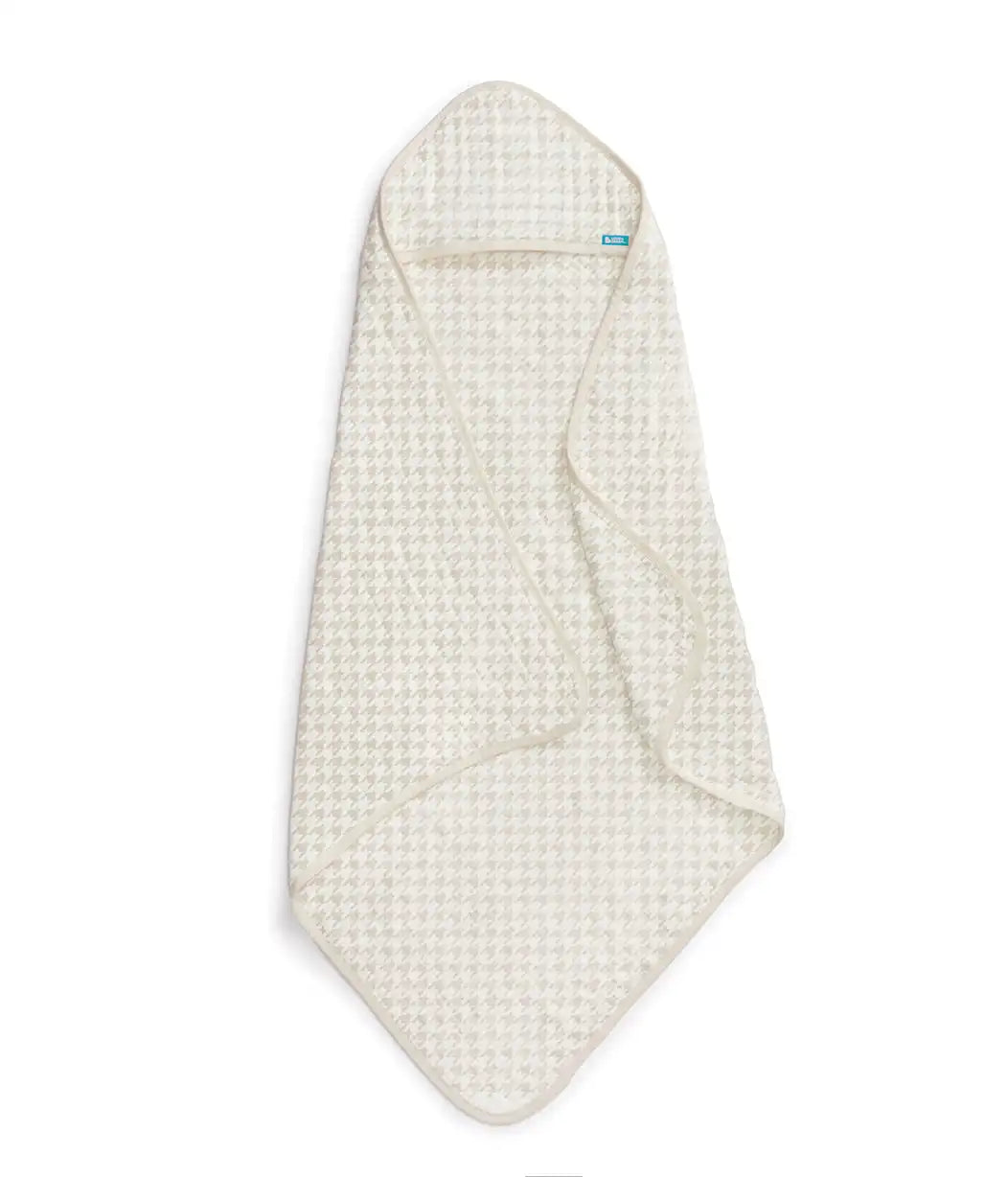 Hooded Towel Muslin Tan Houndstooth