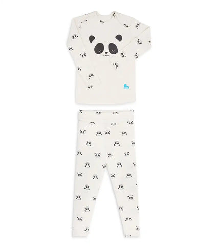 Kids Pajama Set Long Sleeve Snug Fit Viscose from Bamboo Cream Sleepy Pandas