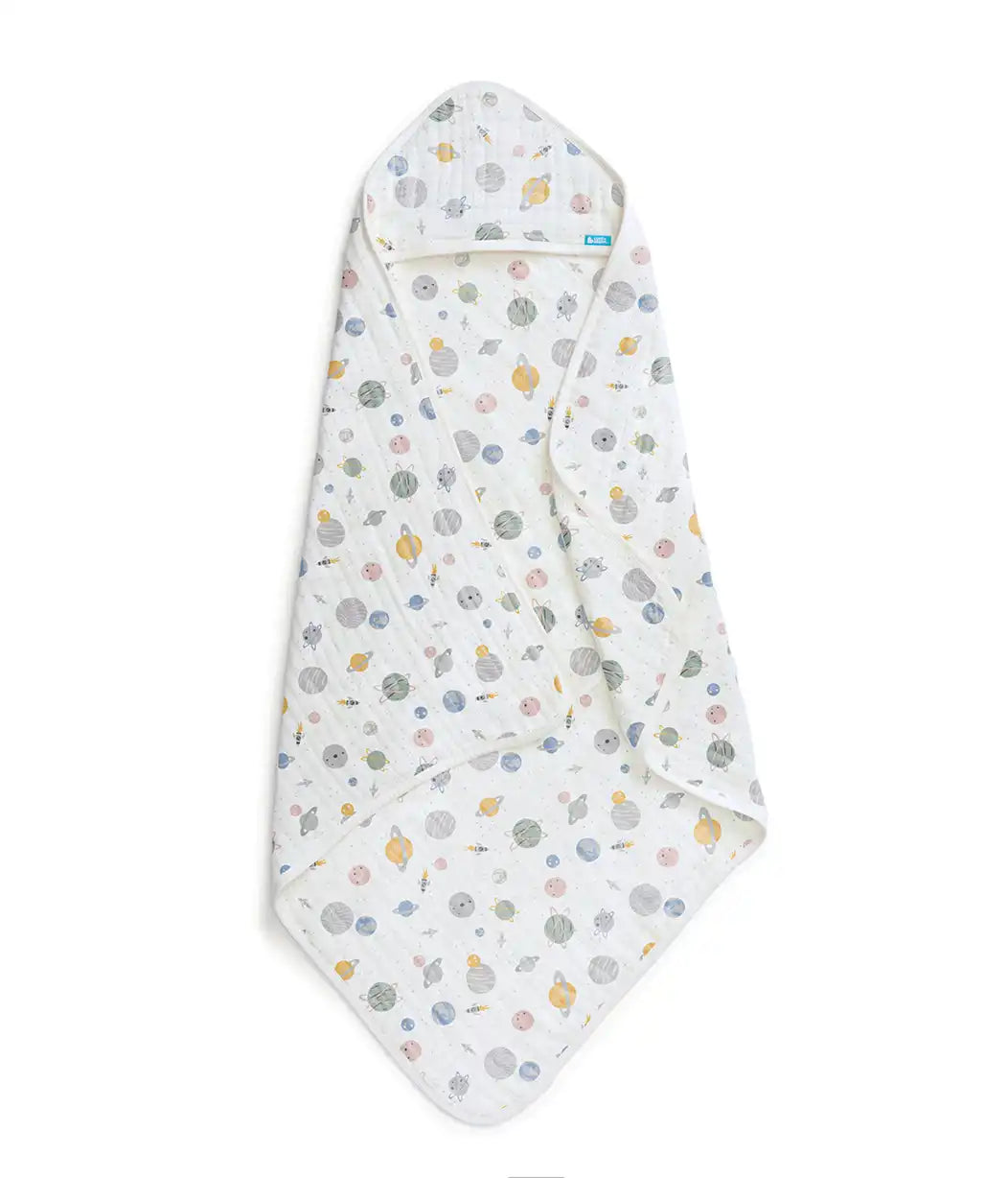 Hooded Towel Muslin White Rocket