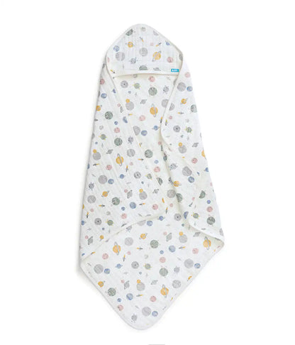Hooded Towel Muslin White Rocket
