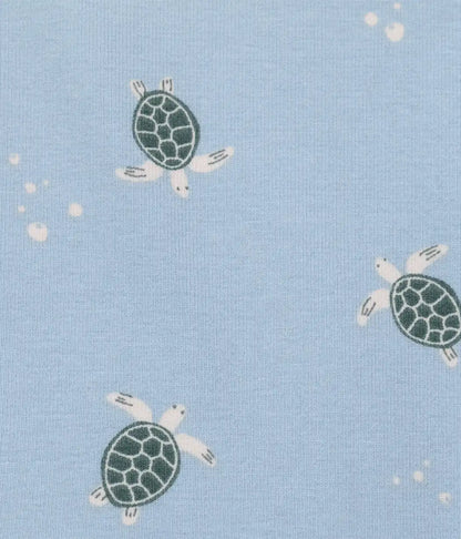 Kids Pajama Set Long Sleeve Snug Fit Viscose from Bamboo Mist Blue Turtally