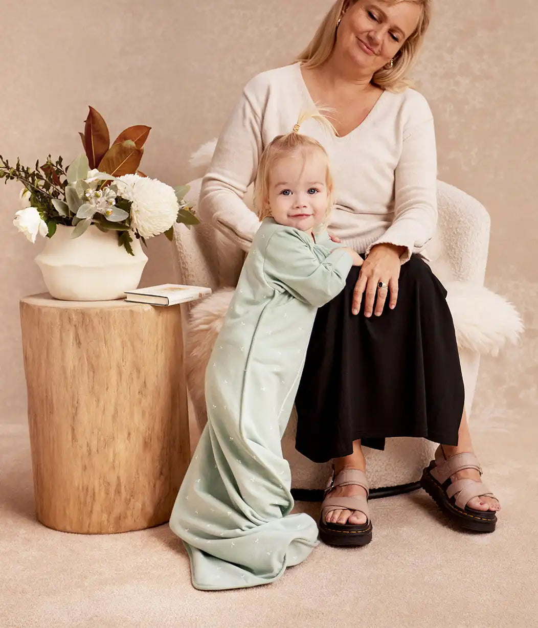 Sleep Bag Long Sleeve 1.5 TOG Cotton Olive Twigs