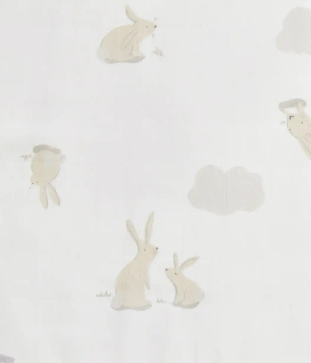 Burp Cloth 2 Pack Muslin White Cloud Bunnies