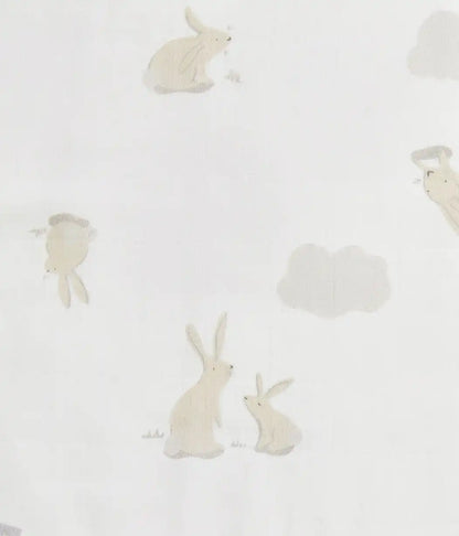 Burp Cloth 2 Pack Muslin White Cloud Bunnies