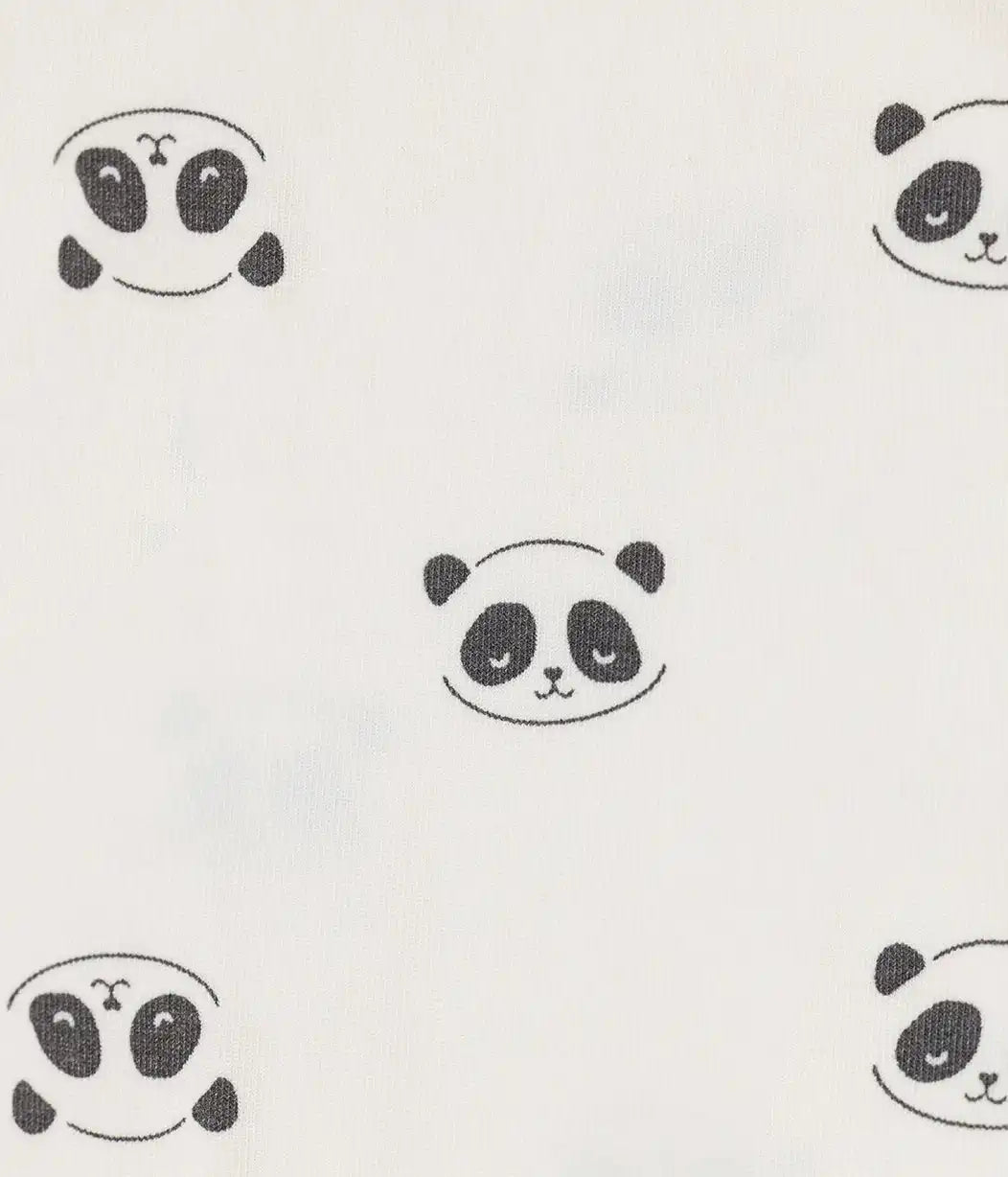 Kids Pajama Set Long Sleeve Snug Fit Viscose from Bamboo Cream Sleepy Pandas