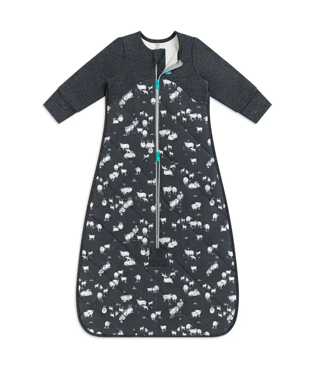 Sleep Bag Long Sleeve 3.5 TOG Organic Cotton/Merino Wool Charcoal Sheep Life