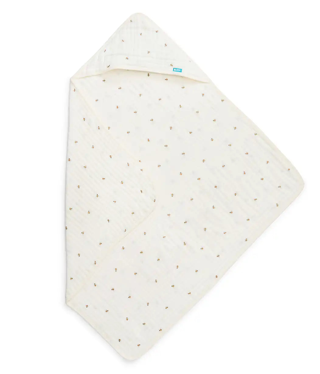 Hooded Towel Muslin Cream Bees