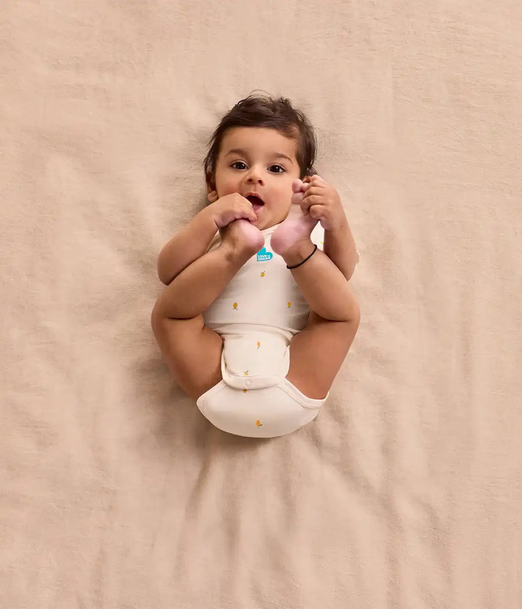 Bodysuit Short Sleeve Snug Fit Viscose from Bamboo Cream Lemons