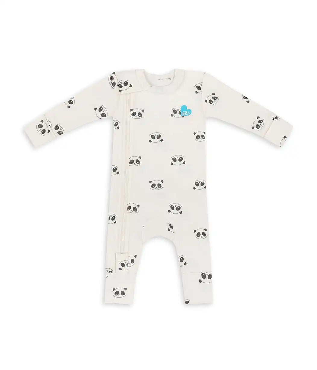 Romper Snug Fit Viscose from Bamboo Cream Sleepy Pandas