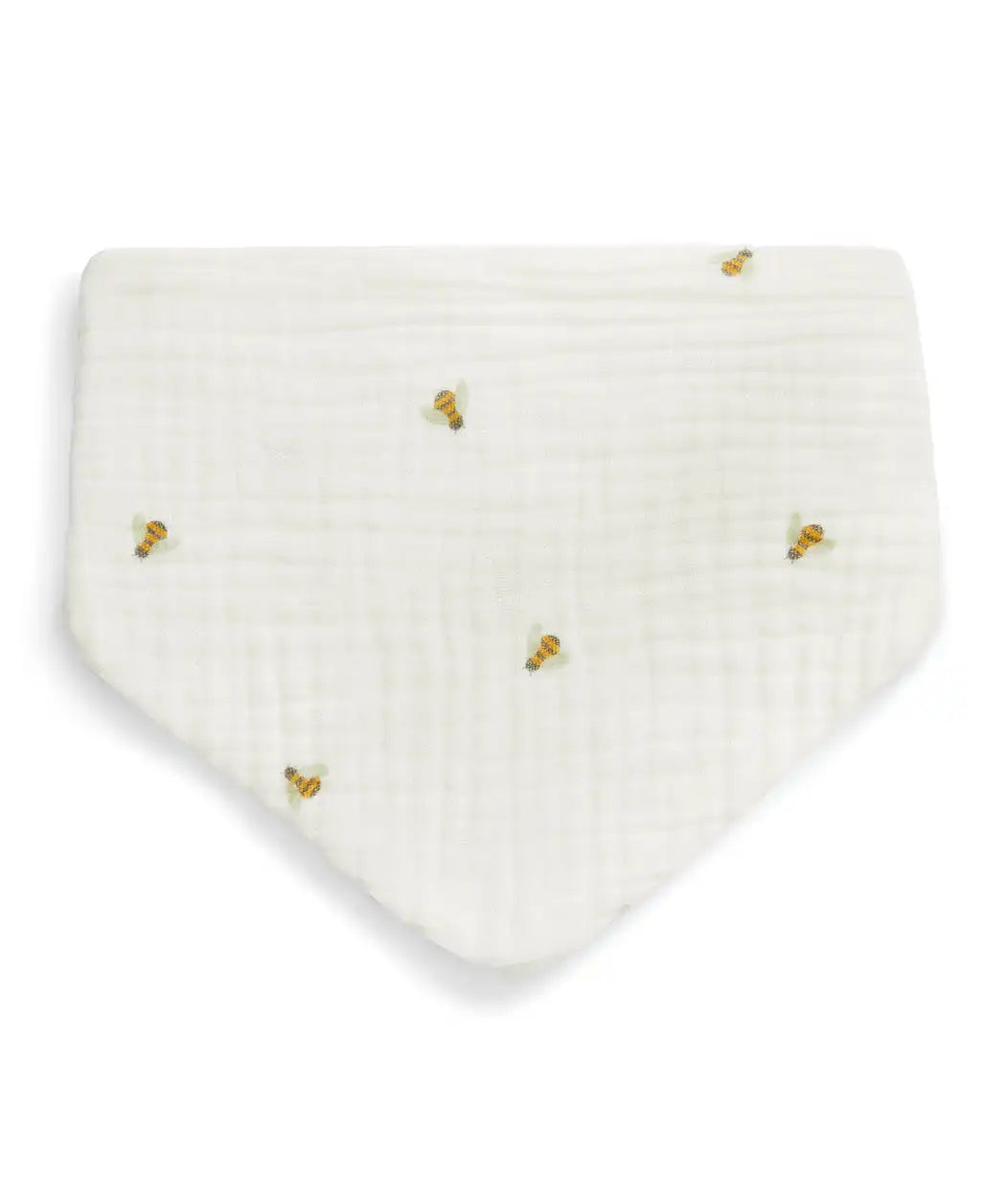 Bib 2 Pack Muslin Cream Bees