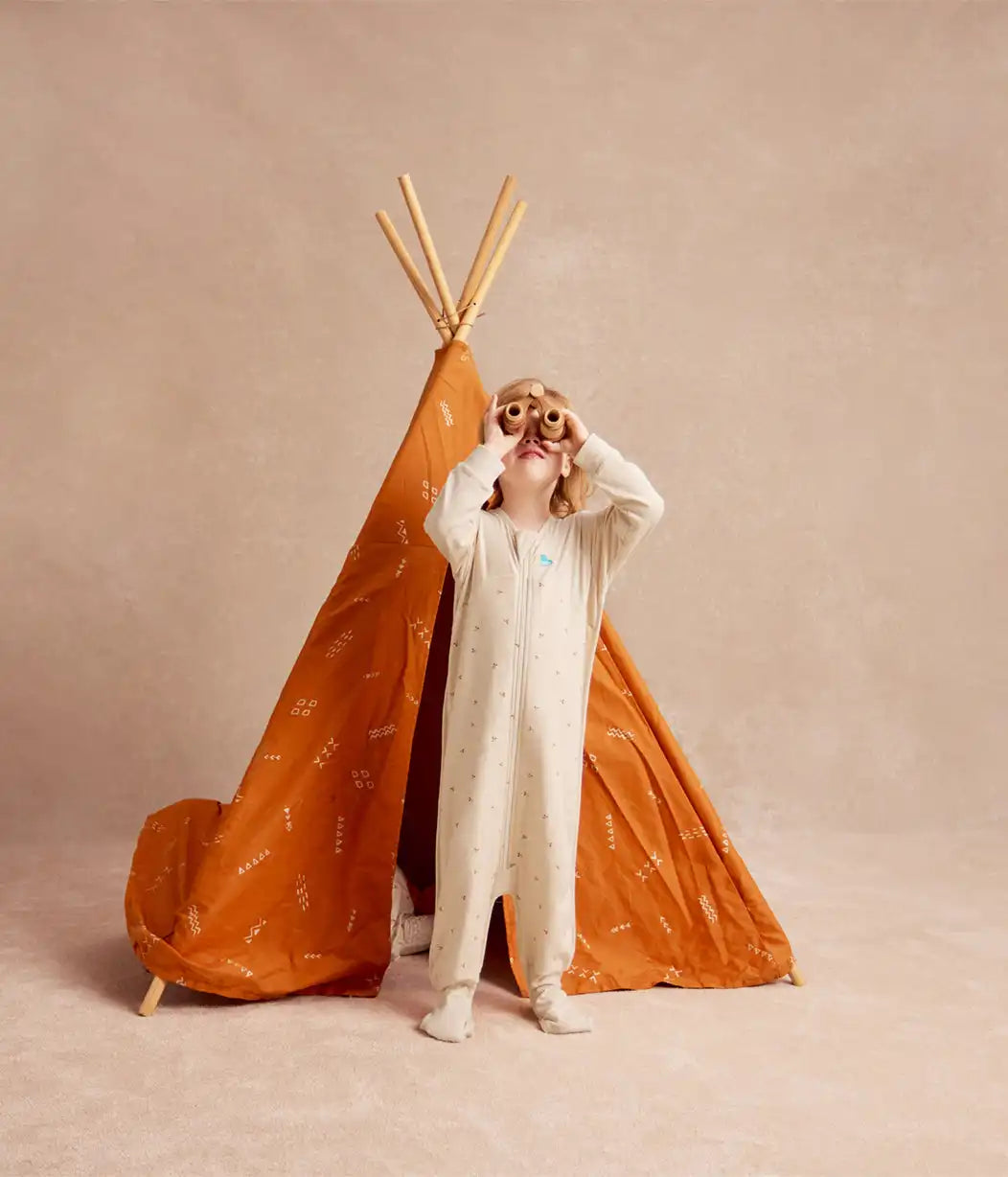 Sleep Suit Long Sleeve 1.5 TOG Cotton Oatmeal Twigs