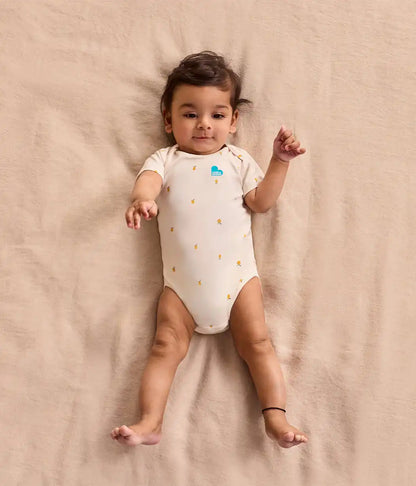 Bodysuit Short Sleeve Snug Fit Viscose from Bamboo Cream Lemons