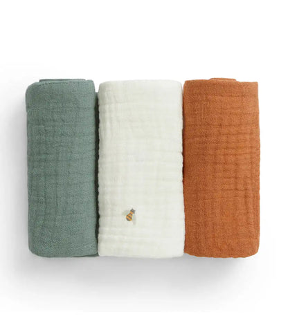 Baby Bath Bundle | Hooded Towel, Wash Cloth | Sage Bees | Cream Bees