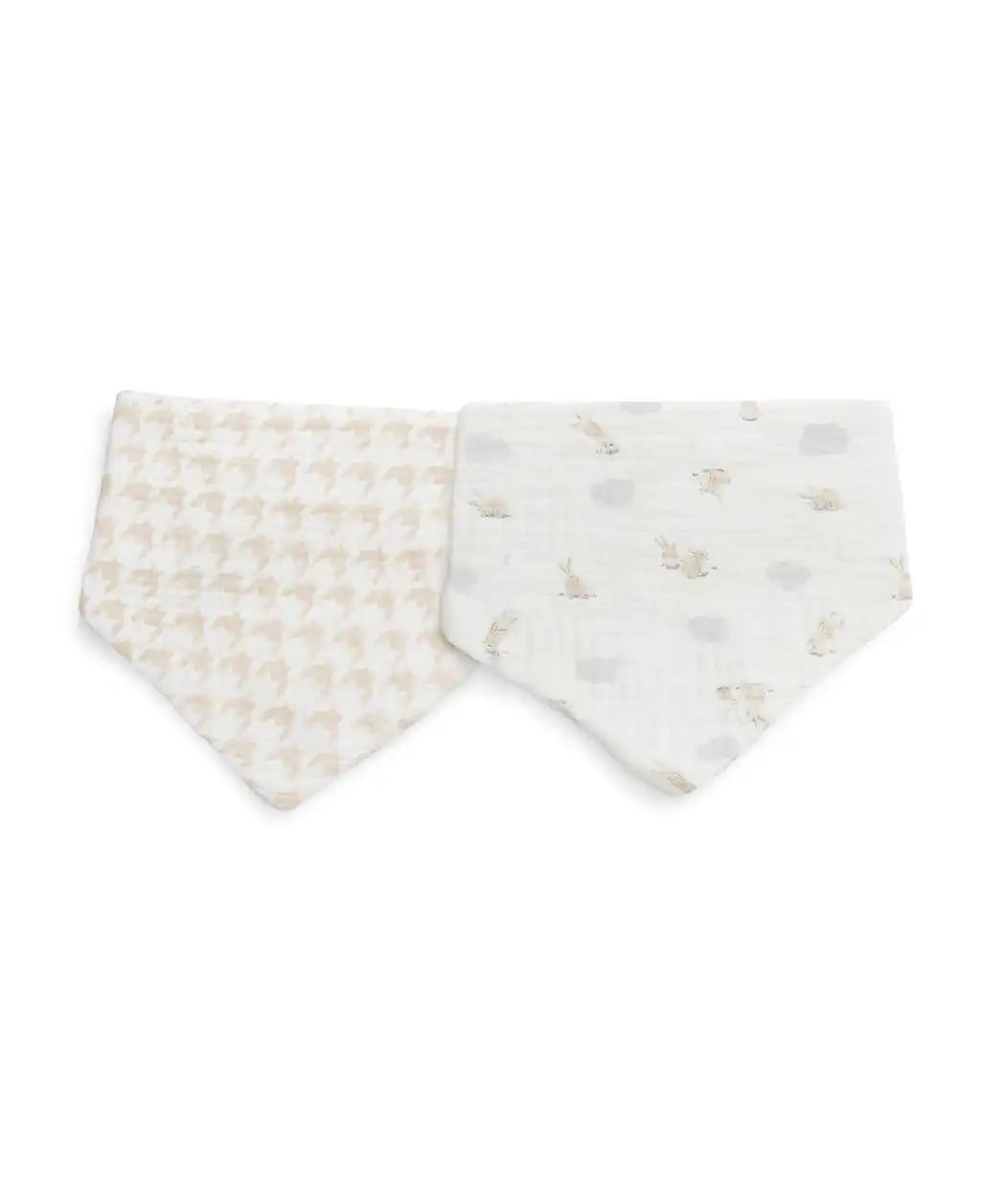 Bib 2 Pack Muslin White Mini Cloud Bunnies