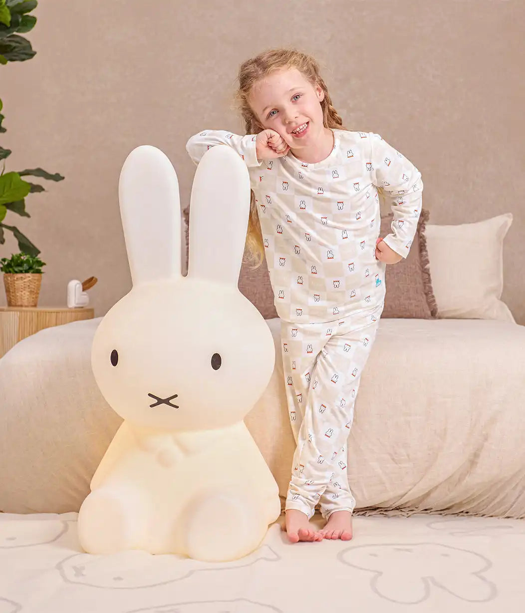 Kids Pajama Set Long Sleeve Snug Fit Viscose from Bamboo Birch Miffy Checker