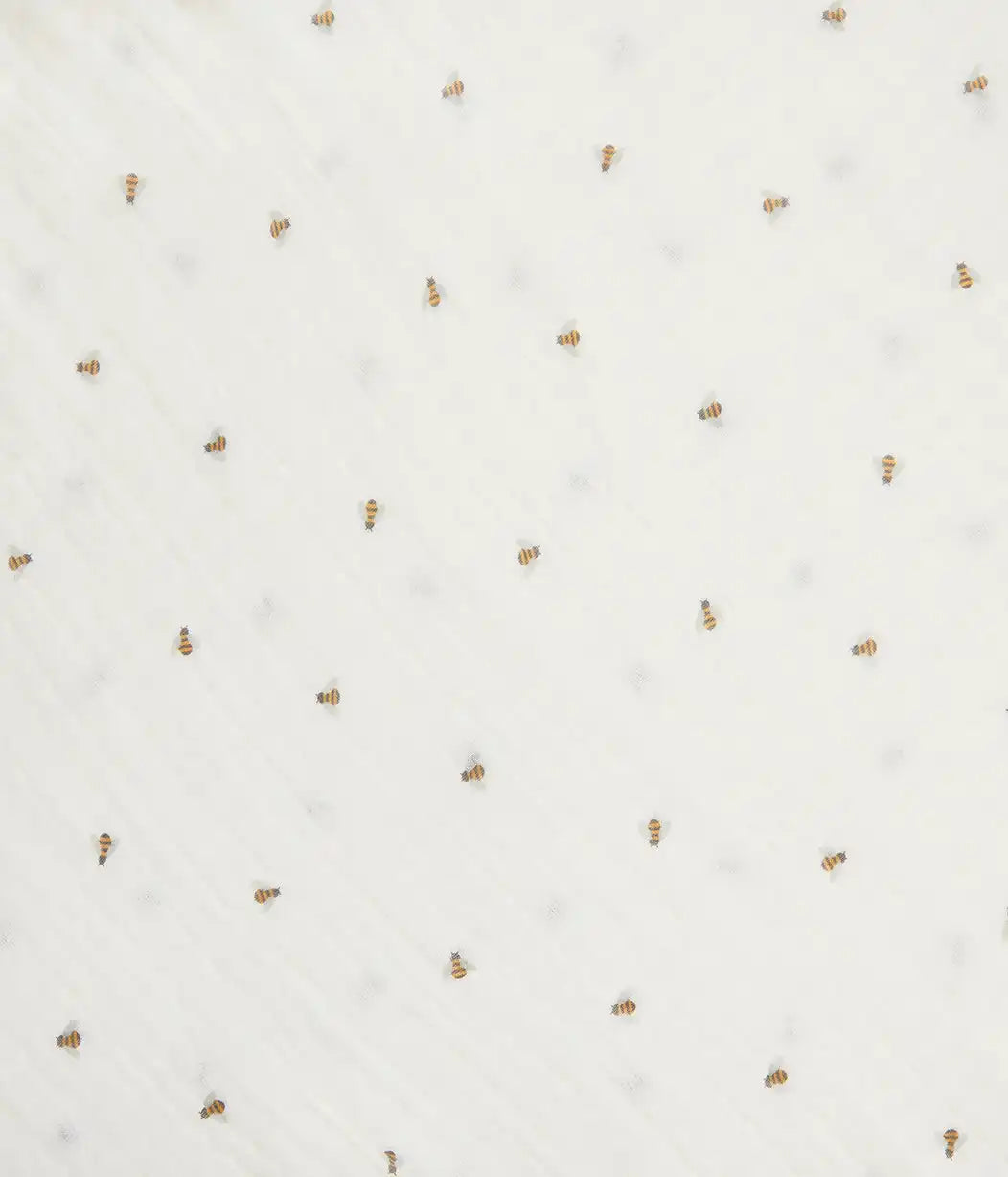Hooded Towel Muslin Cream Bees