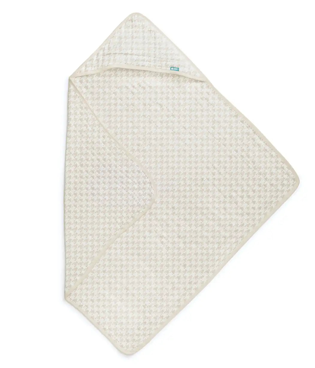 Hooded Towel Muslin Tan Houndstooth