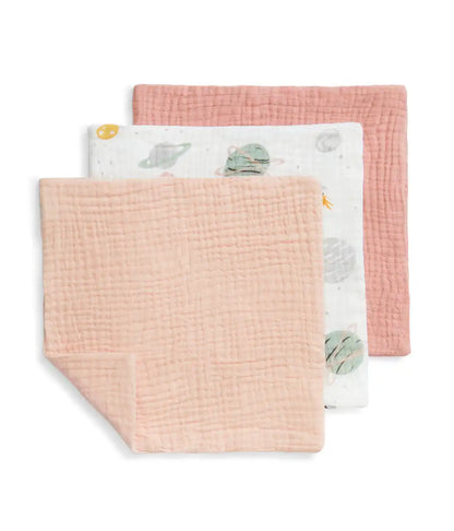 Wash Cloth 3 Pack Muslin Blush Rocket