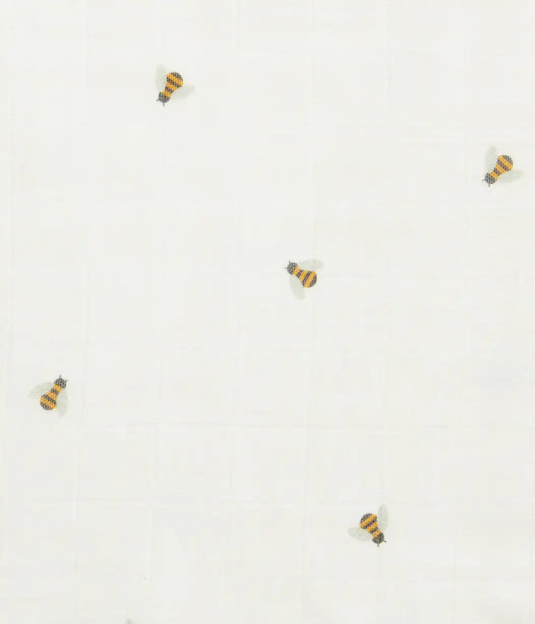 Burp Cloth 2 Pack Muslin Cream Bees