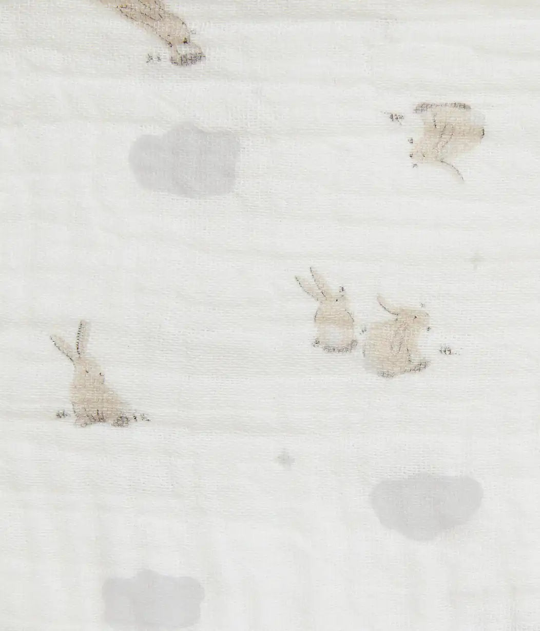 Bib 2 Pack Muslin White Mini Cloud Bunnies