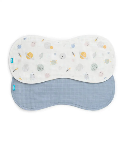 Burp Cloth 2 Pack Muslin Mist Blue Rocket