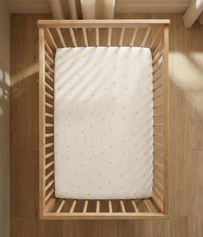 HushDry™ 2-in-1 Waterproof Fitted Crib Sheet Viscose from Bamboo Cream Lemons