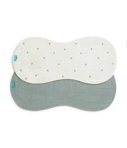 Burp Cloth 2 Pack Muslin Cream Bees